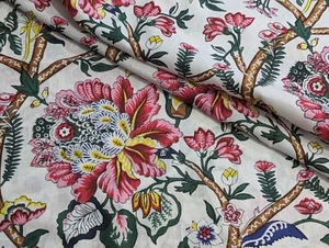 Weiß Blumenmuster 100 % Baumwolle Batik Handblock bedruckt Kleid Material Handwerk Stoff - Bild 1 von 6