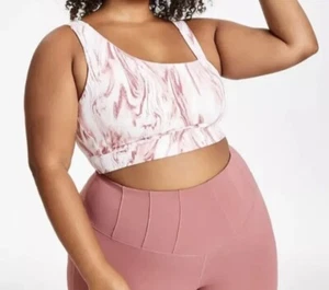 Jenni Style Not Size Asymmetric Sleep Bra Bralette Marble Rose NEW Plus Size 3X - Picture 1 of 9