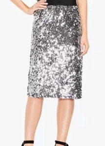 VINCE CAMUTO size 0 $119 Womens New Silver shimmer Pencil Skirt - Picture 1 of 5