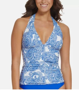 Tommy Hilfiger Mujer Paisley Halter Ropa de Playa Tankini Natación Top XS (az39) - Imagen 1 de 3