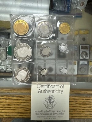 1976 Seychelles 9 Coin Proof Set Including Gold 1000 Rupee 3 - Image 1 of 3