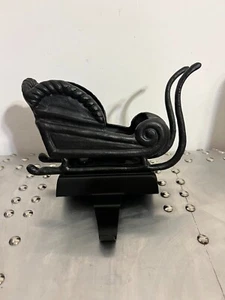 Pottery Barn Santa's Sleigh Stocking Holder Hanger Cast Iron RETIRED - Picture 1 of 4