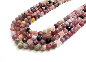 Perline di pietre preziose rotonde sfaccettate tormalina multicolore naturale 7 mm - RNF13 - Foto 1 di 3
