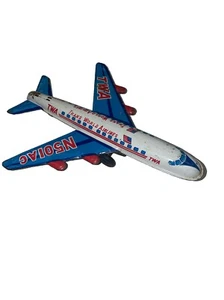 TWA N501AC Tin Litho Friction Toy Airplane - Boeing 727 TWA Advertising Vintage - Picture 1 of 6