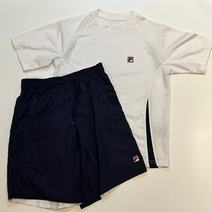 Boys Fila Tennis Outfit  White and Navy + reversible navy and white shorts - Picture 1 of 4