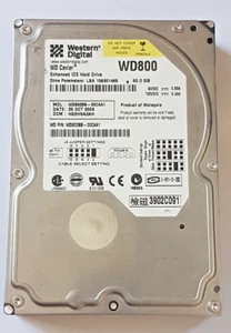 80 GB IDE Western Digital WD800BB-00CAA1 P-ATA 7200RPM 2MB 3.5" Hard Drive - Picture 1 of 1