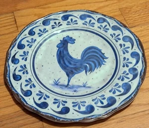 Melamine Blue Rooster Salad Plate 1 One Country 7.5" Single Dessert - Picture 1 of 1