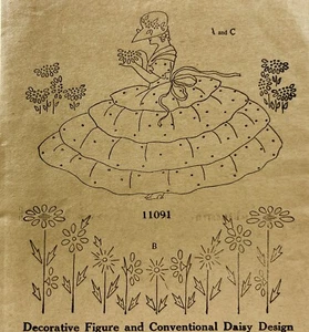 NEW 1920s Mail Order Woman With Flowers 11091 Embroidery Transfer Pattern 13751 - Picture 1 of 4