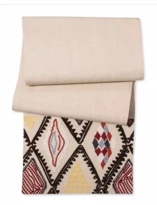 Threshold Cream Kitchen Textiles Black Red Multi Embroidered Table Runner New - Image 1 of 3
