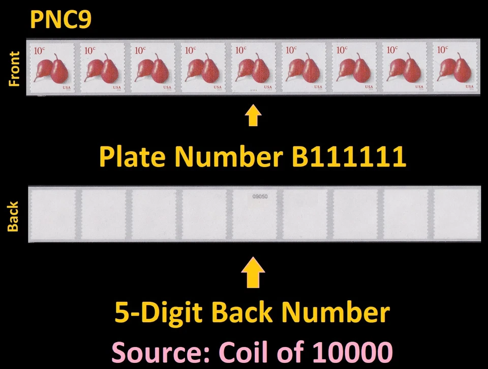 US 5039 Pears 10c #on# PNC9 B111111 5d back # MNH 2016 - Image 1 of 1