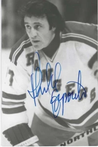 Autographed Signed PHIL ESPOSITO New York Rangers 3.5"x5.5" B&W Postcard w/COA - Picture 1 of 1