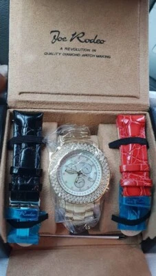 Nuevo reloj cronógrafo Joe Rodeo Junior tono dorado para hombre 8,00 quilates aprox. diamante jju Foto 1 de 4