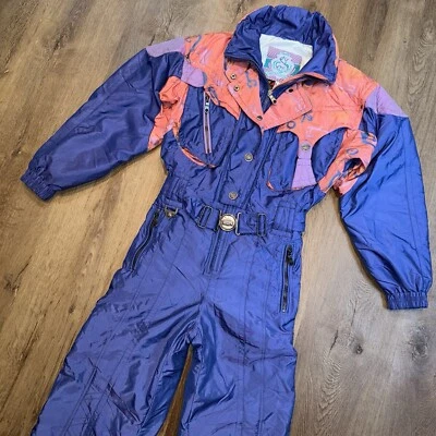 Traje de esquí Spyder para mujer traje de nieve de una pieza babero de nieve retro iridiscente de colección años 80 10 Foto 1 de 4