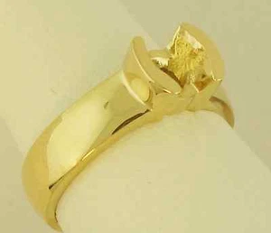 1,25 kt Solitär Ring Fassung 14 K Gelbgold Halbzargenring für 7 mm Rund - Bild 1 von 8