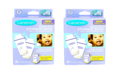 2 cajas de 25: bolsas presterilizadas de almacenamiento de leche materna Lansinoh - E6D Foto 1 de 3