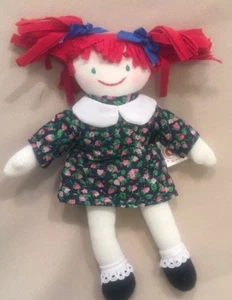 "Muñeca de trapo de tela de peluche niña vestido de flores juguete para el cabello rojo 7"" hecha a mano Columbia" - Imagen 1 de 4