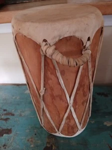 Vintage große Indianer Indianer Holz Rohhaut gespannte Leder Trommel - Bild 1 von 11