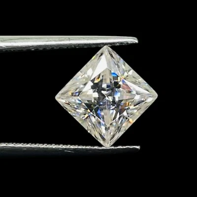 2.78 Cts GRA Certified VVS D White Moissanite 8mm Princess Cut Loose Solitaire - Image 1 of 4