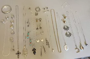 LOTE JOYERÍA ESTERLINA 42P todo sólido 925 anillo colgante collar pendiente 185g - Imagen 1 de 24
