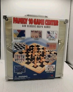 Cardinal Family 10 Game Center Wood Boards Checkers Chess And More in Metal Case - Picture 1 of 1
