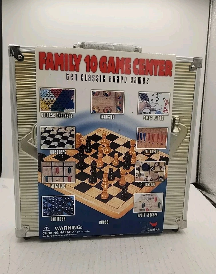 Cardinal Family 10 Game Center Wood Boards Checkers Chess And More in Metal Case - Image 1 of 1