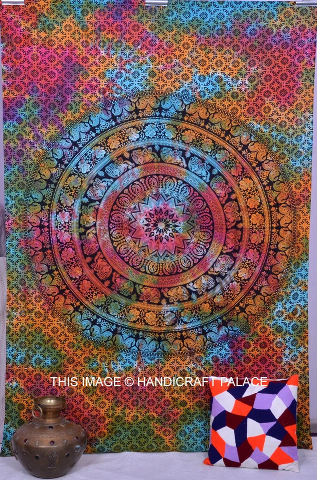 Tapiz de elefante hippie indio étnico dormitorio de la Nueva Era colgante de pared hoja bohemia Foto 1 de 2