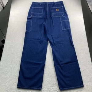 Carhartt Carpenter Jeans Men 38x34 Blue Dungaree Fit Denim Original Work B13 DST - Picture 1 of 8