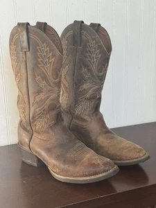 Stivali Justin da uomo in pelle marrone western punto cowboy - taglia US 8D - Foto 1 di 8