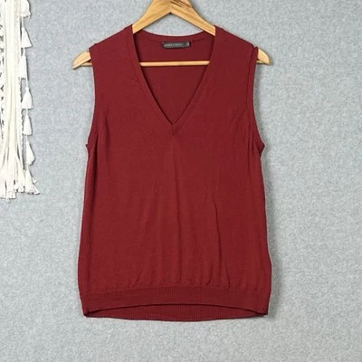 Sportscraft Wool Vest Womens L Burgundy Red Knit Knitted Sleeveless V Neck - Image 1 of 4