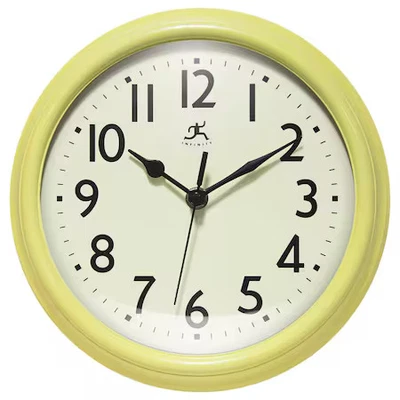 INFINITY INSTRUMENTS 20306AURA-4544 Nostalgic 9.5 in. Plastic Clock - Yellow - Image 1 of 4
