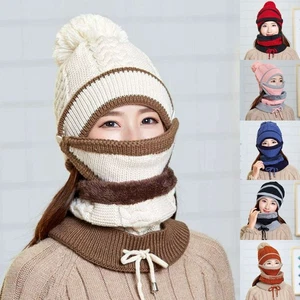 Women Beanie Knitted Hat Scarf Touch Screen Gloves Set Ski Skull Cap Warm Winter - Bild 1 von 19