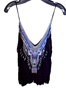 ***CAMILLA Australia Sz XS beaded silk TOP black!! - Picture 1 of 6