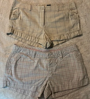 Y2K TRACY EVANS y American Eagle-Pantalones Cortos Juniors-A Cuadros-Talla 9 y 6-Ambos Cintura 16" Foto 1 de 4