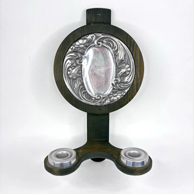 复古 HS 挪威壁灯烛台锡制反射木植物质朴 — 第 1/4 张图片