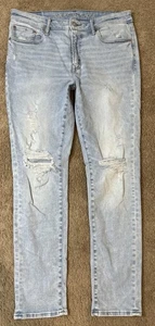 American Eagle Herren Gr. 33 X 30 Air Flex Skinny Used Light Washed Denim - Bild 1 von 4