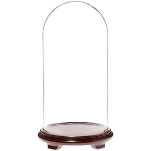 Plymor 11.75" x 23" Glass Display Dome Cloche (Walnut Wood Veneer Footed Base) - Picture 1 of 1