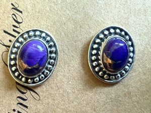 Orecchini borchie argento sterling viola Mojave TQ - Foto 1 di 3