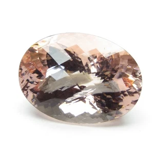 56.94Cts Amazing Natural Huge Peach Morganite 28x19x16.9mm Oval Checker Gemstone - Picture 1 of 8