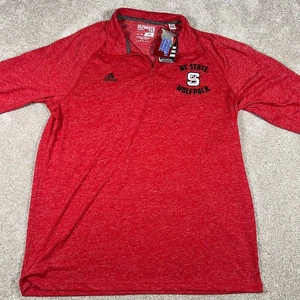 Adidas Mens Large Red NC State Wolfpack Long Sleeve 1/2 Zip Ultimate Tee NWT - Picture 1 of 8