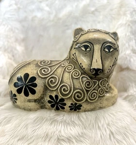 Rare 50s 60s Gemma Taccogna Mexico Papier Mache Lion Sculpture Creamy Yellow - Picture 1 of 16