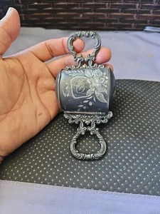 Antico rasoio vittoriano in pelle placcata argento retrattile strop 1800 raro - Foto 1 di 13