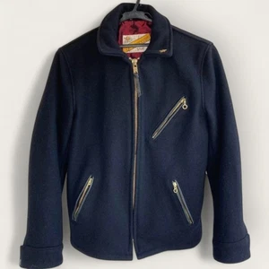 SCHOTT BEAUTY & YOUTH Wool Jacket M Black Sharp Collar Used - Picture 1 of 7