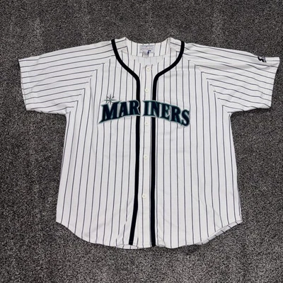 Vintage Starter Seattle Mariners Ken Griffey Jr Pinstripe Jersey Size Large - Image 1 of 4
