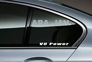 2 - V8 Power Racing Sport Vinyl window Decal sticker WHITE - Foto 1 di 1