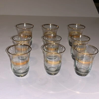 Lote De Colección De 8 Vasos De Té Turcos Con Superposición De Banda Dorada Foto 1 de 4