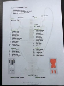 1984-85 European Champions Cup Final Juventus v Liverpool matchsheet - Afbeelding 1 van 1