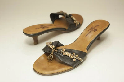 Tommy Bahama US 8.5 Marrón Tanga Sandalias Gatito Tacones Foto 1 de 4