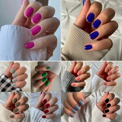 24Pcs Short Square False Nails. Full Cover Fake Nail Tips Nail Art Many Colours╮ - Image 1 of 4