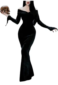 NEW Halloween Costume Addams Family Morticia Floor Vintage Dress 2X - Picture 1 of 7