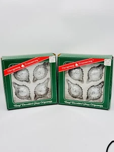 8 Vintage Bradford Christmas Trimmeries Ornaments Silver Star Glitter Teardrop - Picture 1 of 5
